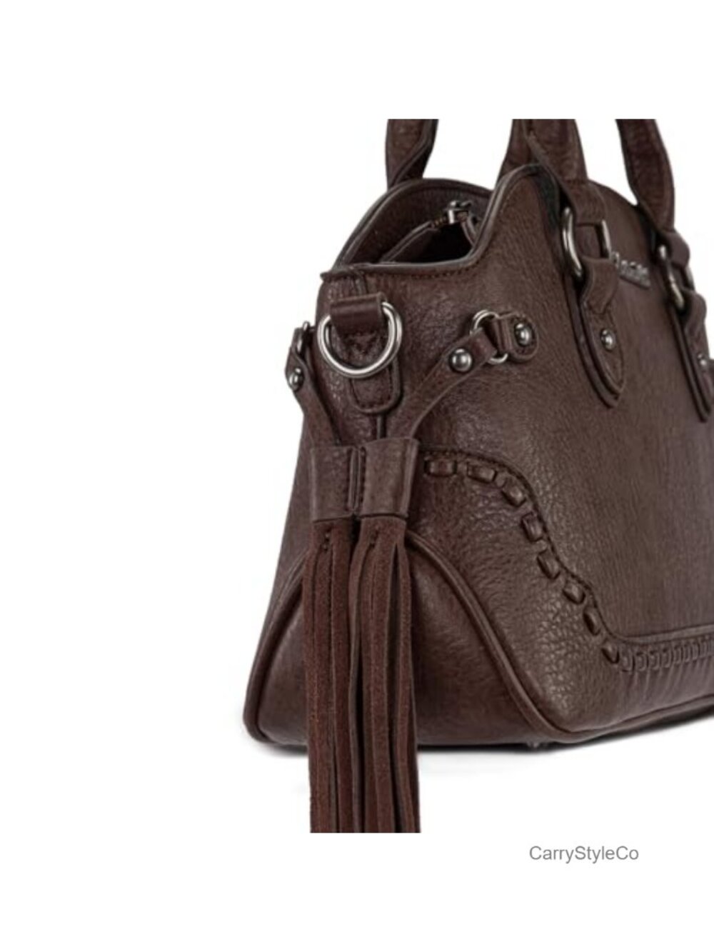 Fringe Satchel Handbag with Adjustable Strap Western Tassel PU Leather Purse - Picture 4 of 6